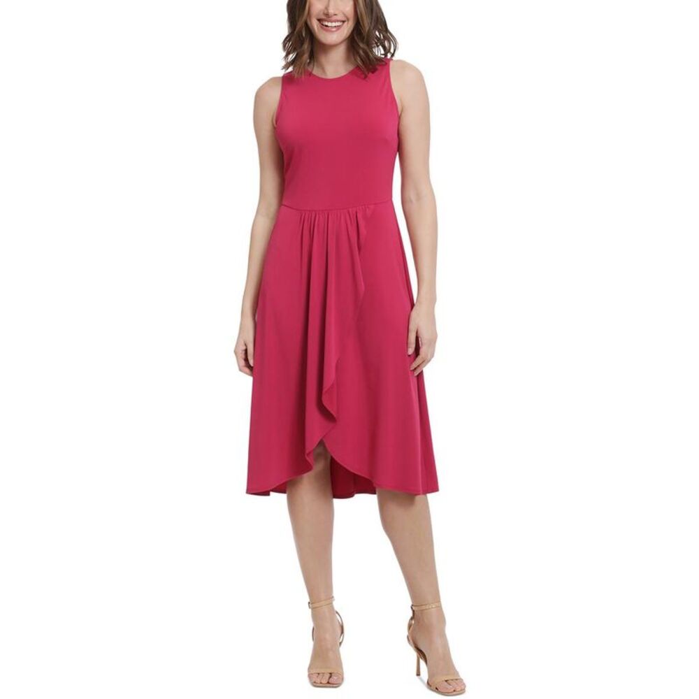 London Times | Tulip Hem Sleeveless Stretch Midi Dress Size Large